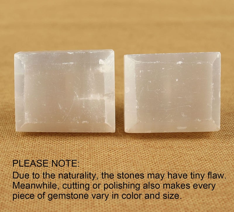 JIC Gem 4pcs White Square Cabinet Knobs Selenite Crystal Stone Handle Pulls Large for Drawer Kitchen Cabinets Wardrobe - Image 3